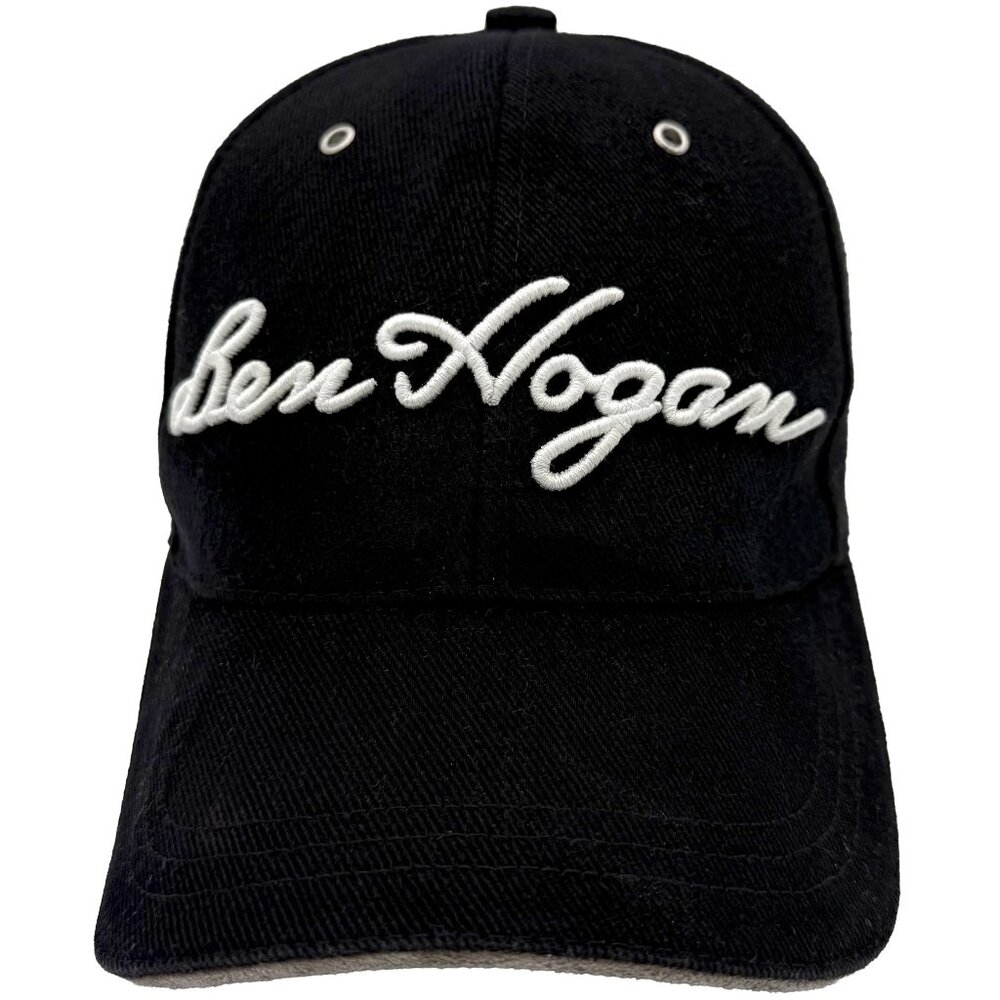 Vintage BEN HOGAN Golf Hat Cap Black / White Embroidered Logo Adjustable Band